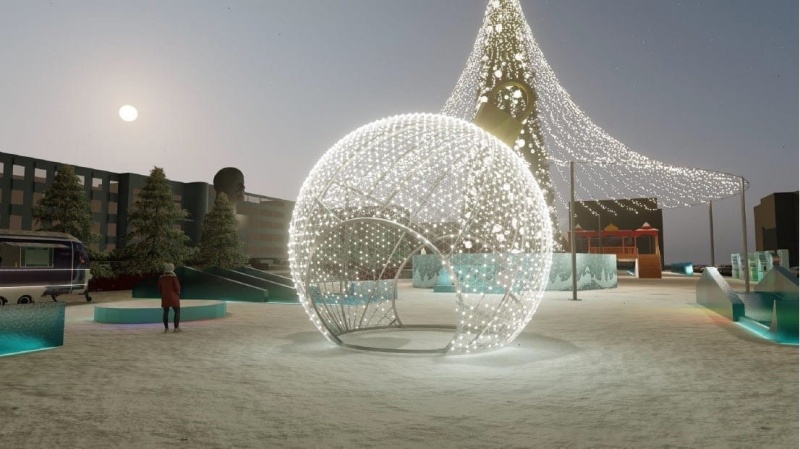 Новинкой новогоднего городка в Улан-Удэ станет светящийся шар в виде игрушки для елки