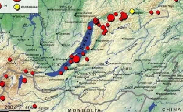 Карта землетрясения в иркутской области